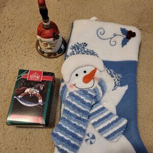 Santa Bell, Rocking Horse and Snowman Stocking